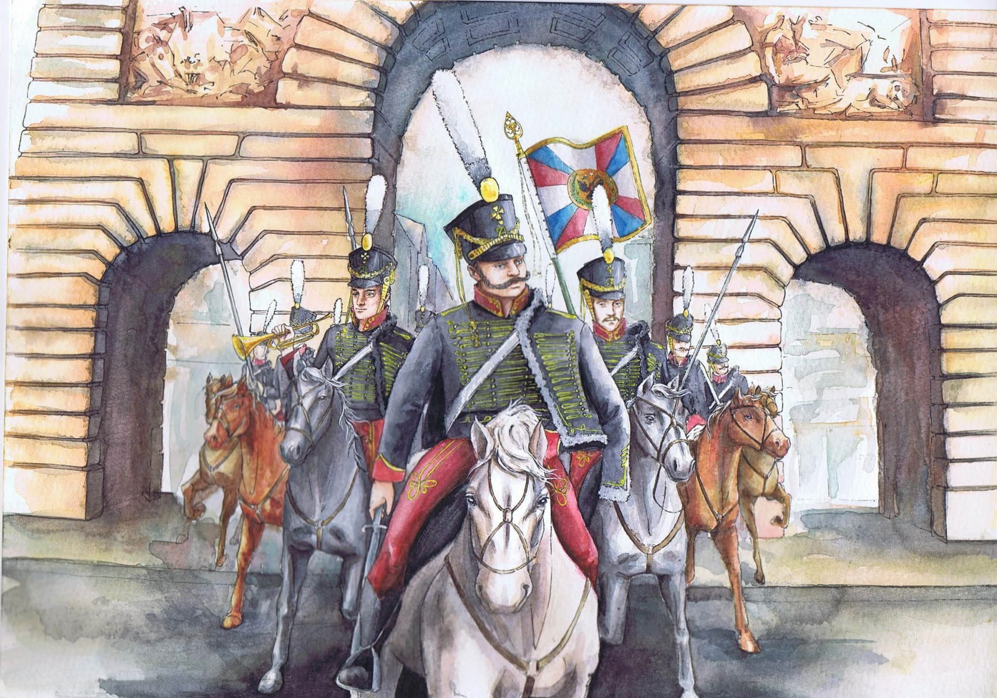 Открылись ворота и вылетел оттуда гусарский полк краса всех конных полков