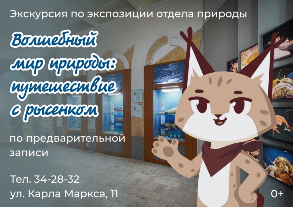 Приглашаем в отдел природы на новую экскурсию “Волшебный мир природы: путешествие с рысенком”